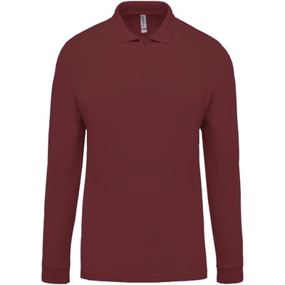 Kariban Piqué-herenpolo lange mouwen K256 - Wine - M
