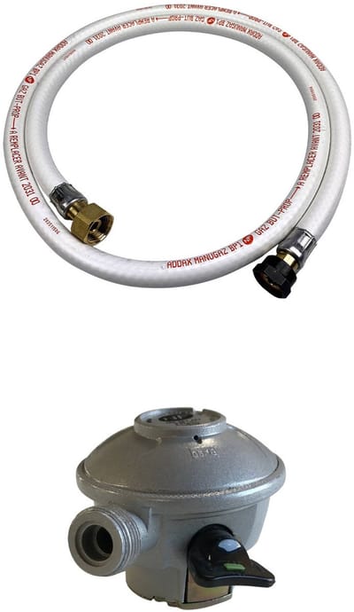sweeek - Flexibele gasslang 1,5 m met mechanische uiteinden + snelregelaar ø27mm propaan 37mbar 1,5kg/h