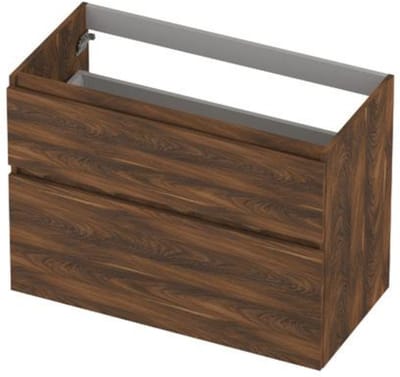 INK - Onderkast 2 Laden Greeploos Hout Decor met Houten Keerlijst A-symmetrisch - 900x450x650 Mm - Noten