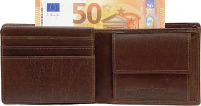 Portemonnee Heren - Portefeuille Heren - Arrigo Portemonnee - Billfold model Lichtbruin Rundleer