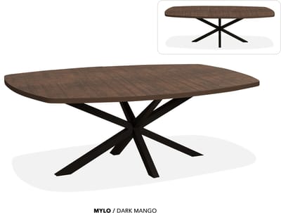 Maxfurn - Deens ovale uitschuiftafel 180/238cm | Zeer krasvast | Kleur: Dark mango