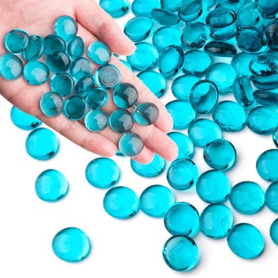 Transparante en Gladde Flat Glass Beads in Zee Blauw, Perfect voor Vaasdecoratie, Mozaïek en Aquariums, Ideaal voor Bloemstukken en Mancala Spellen