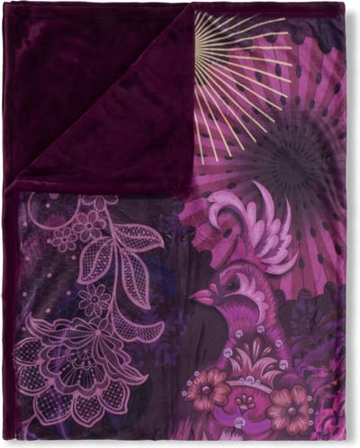 Luxe Plaid 130x160 cm - Pauw en Mandala Print - Bordeaux - Polyester - Voor 1 Persoon
