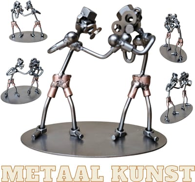 Boks-sport-metaal beeld-metaal kunst-sportwedstrijden-campion-gym-uniek-verjaardag-cadeau-sinterklas gift-kerst-geschenk