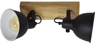 Urban Interiors Woody Double Plafondspot Zwart - Metaal/Hout - 16x28x16