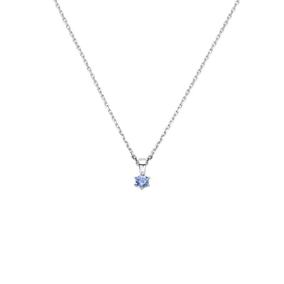 Collier Met Geboortesteen 41 + 4 Cm Zilver Gerhodineerd