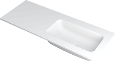 INK® Faktor wastafel polystone rechts zonder kraangat 120x45x1,5cm, mat wit