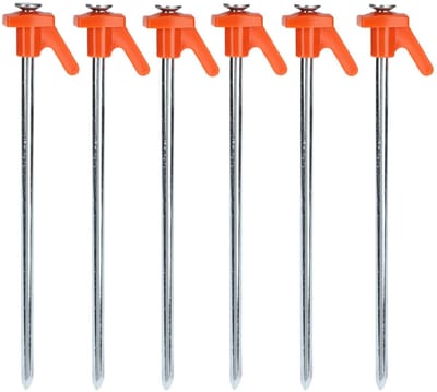 Redcliffs tentharingen - Rotspennen - 12x - zilver/oranje - metaal - 21 cm - voor harde ondergrond - spijkerharingen - camping