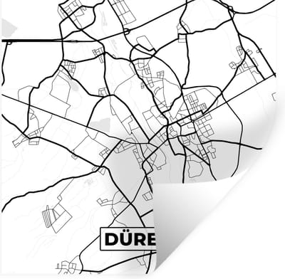 Muurstickers - Sticker Folie - Düren - Stadskaart - Plattegrond - Kaart - 100x100 cm - Plakfolie - Muurstickers Kinderkamer - Zelfklevend Behang XXL - Zelfklevend behangpapier - Stickerfolie