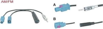 adapterkabel 15 cm dubbel Fakra M - DIN M en DIN F - Fakra F