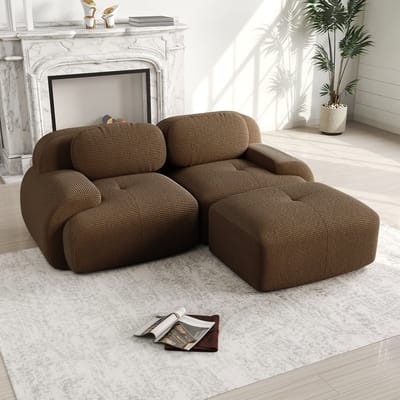 DESMIU Hoekbank 388 x 178 cm - Modulaire 4-Zits Met Chaise Longue En Antislip - Voor Woonkamer, Kantoor En Thuisbioscoop - Ribfluweel Zwart