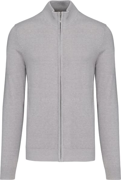 Kariban Heren cardigan met rits K961 - Grey Melange - M