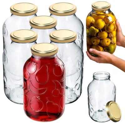 KADAX Glazen pot 5L Weckpot Honing Komkommers Tincturen Groot Patroon Fruit + Dop Fi 1006st