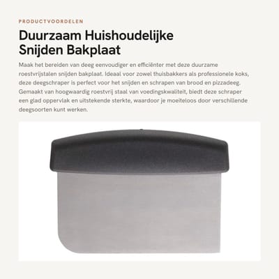 Dailygoods- Deegschraper Roestvrij Staal - Keukenschraper - Ergonomisch Ontwerp - Glad Oppervlak - Duurzaam - Corrosiebestendig - Bakplaat