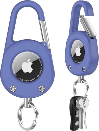 hoes voor Apple Airtag [Anti-verlies sleutelring] Harde PC beschermhoes met sleutelhanger, transparant aan beide zijden, anti-druppel anti-kras Airtags houder accessoires - Blauw