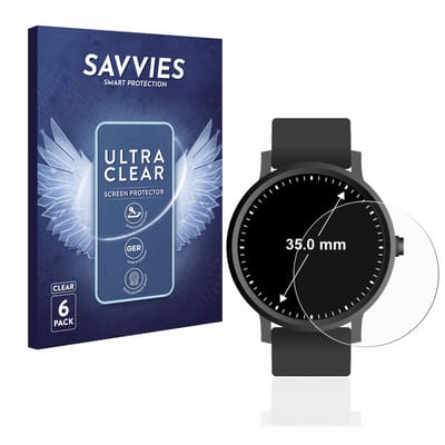 Savvies - Screenprotector voor Horloges (Rond, ø: 35 mm) - Folie Beschermfolie transparant 6 Stuks
