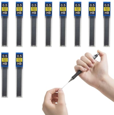 Allecto - Onbreekbare Vullingen - 120 Stuks - 0,5 mm - Perfect voor Kunst en Handwerk - Zwart en Wit - Geschikt voor Automatische Potloden