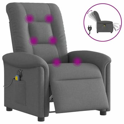 vidaXL - Massagestoel - elektrisch - verstelbaar - stof - donkergrijs