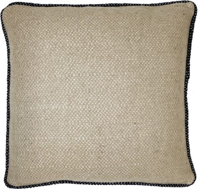 Beige structure recycled wool square cushion