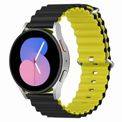 By Qubix - Ocean Style siliconen bandje - Zwart / geel - geschikt voor Huawei Watch GT 6 / GT 7 / GT 6 pro / GT 7 pro - 46mm