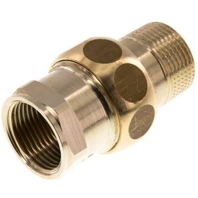 Rp 3/4'' x R 3/4'' F/M Messing Borstnippel 3-delig met Vlakke afdichting 16 Bar - FL2S-FM-BC-034R-T