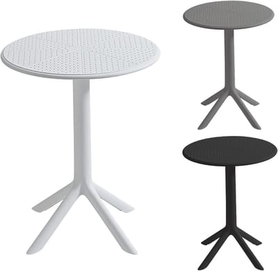 Tuin Tafel - Buitenmeubel Rond - Genieten Buiten - Weerbestendig Plastic - Diameter 60cm - Wit
