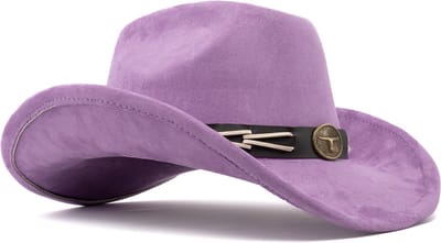 KIMU® Cowboyhoed Paars Gevlochten Band - Verstelbaar t/m Maat 59 - Paarse Cowboy Western Hoed Dames Heren - Cowgirl Yellowstone Festival