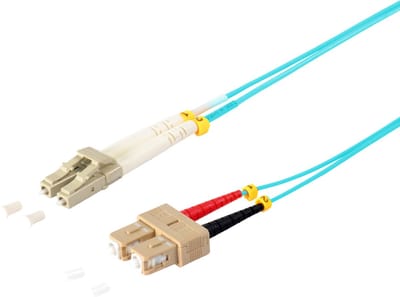 LC - SC Duplex Optical Fiber Patch kabel - Multi Mode OM3 - turquoise / LSZH - 2 meter