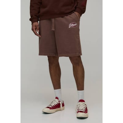 Baggy Fit Workwear Gewassen Loopback Jersey Shorts | Washed Chocolate | Size XS