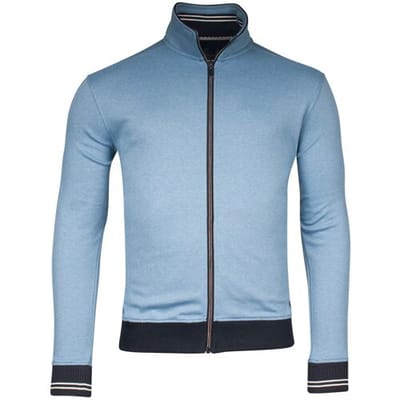 Baileys Vest Sweat Cardigan Zip  Allover Pinstripe Interlock Delft Blue / male