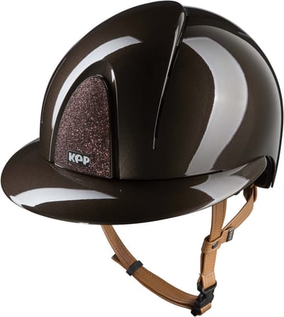 Beige polocap met kinband voor paardrijden KEP Smart Nova Star Metal Polish