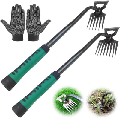 Zeynomax - Handmatige Onkruidwieders Met Handvat, Professionele Onkruidjagers Voor Tuin, Set Van 2 Stuks.