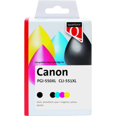 Inktcartridge Quantore alternatief tbv Canon PGI-550XL CLI-551XL zwart + 4 kleuren