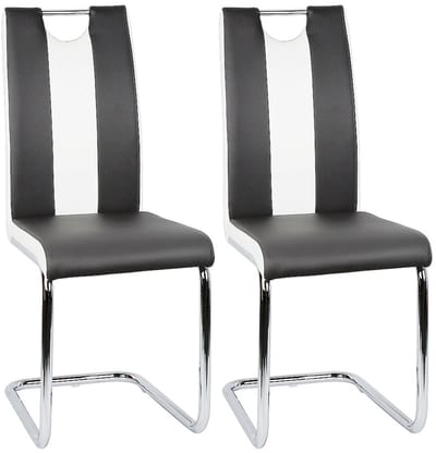 DIMICO - Stoel met Rugleuning - Eetkamerstoelen - Eettafelstoel - Eettafel Stoelen - Set van 2 - Kunstleer Keukenstoelen - Zwart -