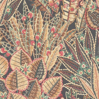 Bloemen behang Profhome 396531-GU vliesbehang hardvinyl warmdruk in reliëf licht gestructureerd met bloemmotief mat bruin rood zwart beige 5,33 m2