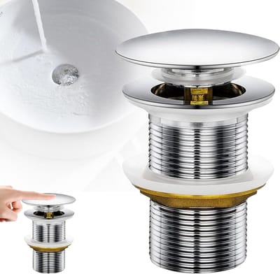 Universele wastafel stopper G1 1/4 inch afvoerstop voor wastafel Click Clack afvoergarnituur zonder overloop - geschikt voor keuken en badkamer