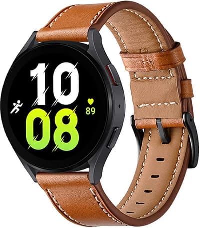 Stravo Leren Smartwatch Bandje 22mm - Geschikt voor Samsung Galaxy Watch 3 45mm / Galaxy Watch 46mm / Gear S3 Classic & Frontier - Polar Vantage M / M2 / V3 / Grit X - Garmin Vivoactive 4 - Leather Horlogebandje van Echt Leer voor Huawei - Bruin