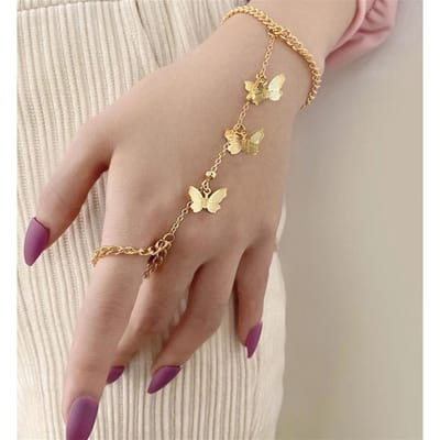 1 stuks punkstijl lange ketting vlindervormige ringarmband voor damesfeestaccessoires gray