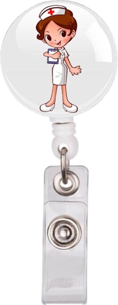 Fako Bijoux - Badgehouder - Sleutel Houder - Rolspeld - Verpleegster - Zuster - Rond - Zuster Clipboard - Wit