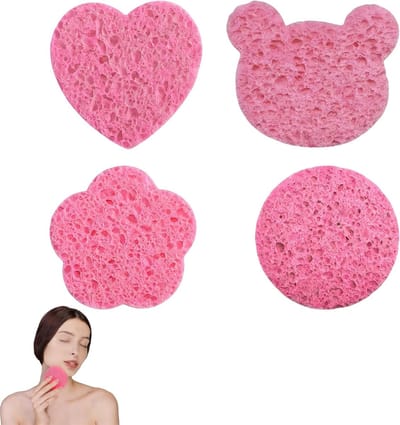 Set van 4 Herbruikbare Gezichtssponzen voor Exfoliatie en Reiniging - Zachte Make-up Pads voor Diepe Reiniging en Poreuze Exfoliatie