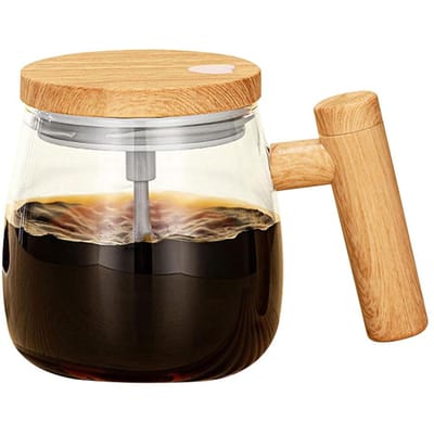 Tasse à café auto-mélangeuse 400ML Tasse à mélange électrique Tasse auto-mélangeuse Verre Étanche Automatique Électrique Café Lait Mélange Tasse 400ML beige