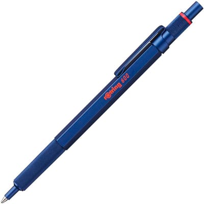 rOtring 600-balpen | medium punt | zwarte inkt | blauw behuizing | navulbaar