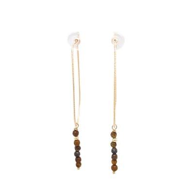 Pat's Jewels Oorbellen Dames - Oorkettingen - Tijgeroog - Bruin