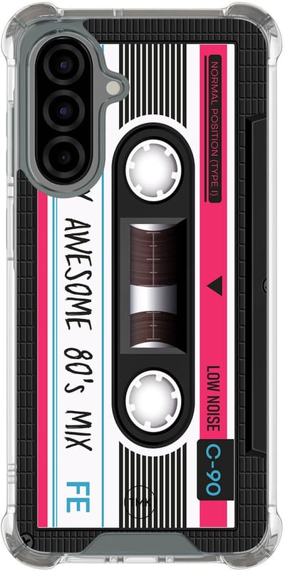 Shockproof hoesje geschikt voor Samsung Galaxy A56 - Cassette - Schokbestendig - Verhoogde randen - TPU case - Extra Sterke Back Cover - Print - Transparant, Zwart