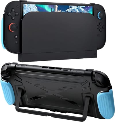 Ergonomische Grip Case voor Nintendo Switch 2 - Zwarte Beschermhoes met Verwisselbare Handgrepen, Dockbaar en Ondersteunt TV-modus voor Optimale Gamingervaring