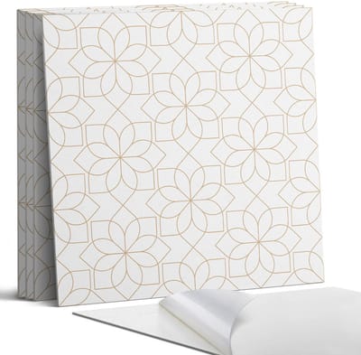 Coloray Wandpanelen Zelfklevend - Geometrisch bloemenpatroon Zelfklevende Wandpanelen - 50 cm x 50 cm - Wit Wandpaneel PVC - 5 stuks - Mozaïeken Wandpanelen Zelfklevend - Wandbord Keuken - Wandpaneel Badkamer