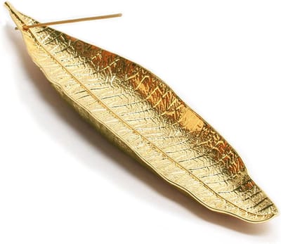 Elegante 28 cm lange wierookhouder van zinklegering met bladeren, ideaal voor thuis, kantoor, yoga en meditatie, asopvang en decoratie