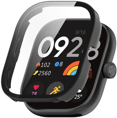 Watch case screenprotector - hoesje - gehard glas - geschikt voor Xiaomi Redmi Watch 4 - zwart