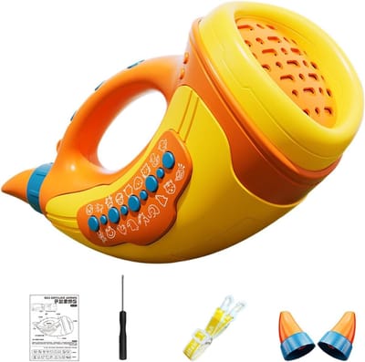 Speelgoed Trompet - Muziek Instrument - Mondspieren Trainen - Realistische Dierengeluiden - 19 cm - Oranje