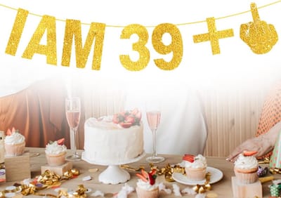 Verjaardagsslinger - Feestdecoratie - 40 Jaar Vieren - Humoristisch "39+1" Design - 13.5 cm Letters - Goud